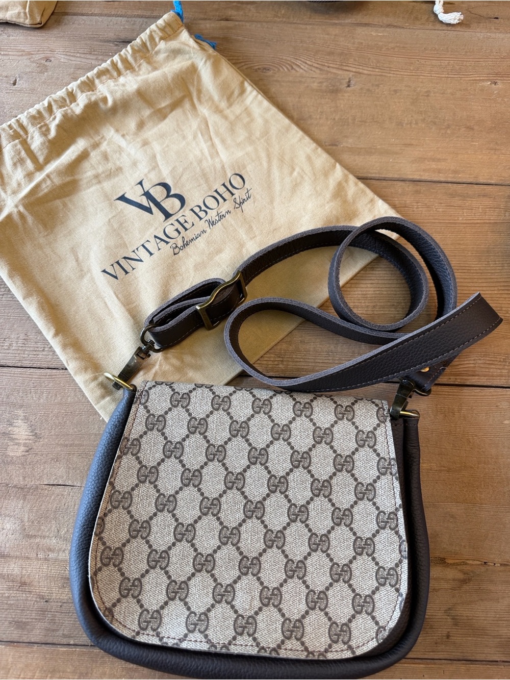 Gucci beige GG Monogram Crossbody Bag By Vintage Boho Bags NEW The Odyssey - Picture 7 of 11